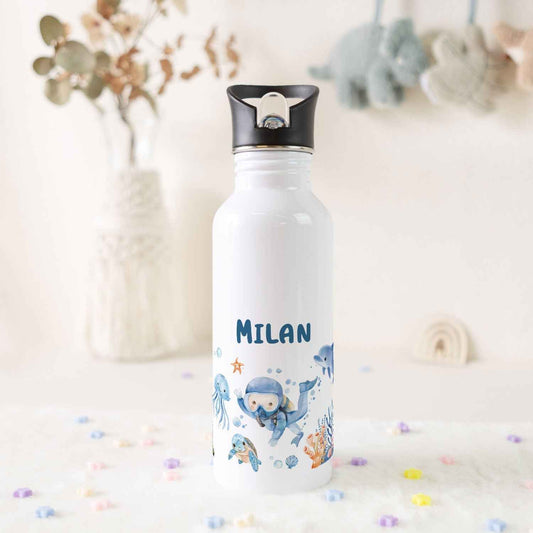 Bedruckte Trinkflasche aus Edelstahl - Taucher