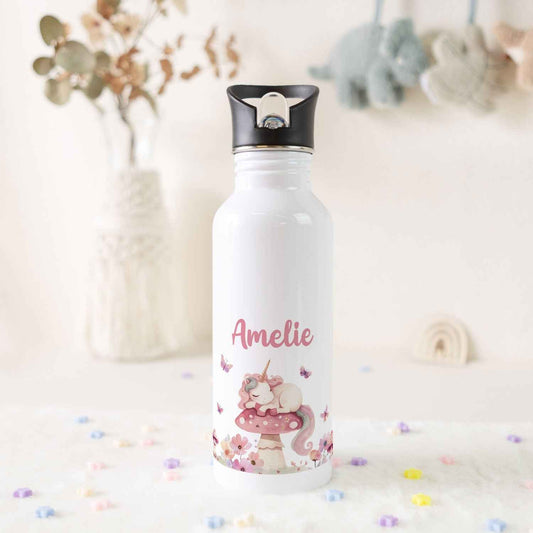 Bedruckte Trinkflasche aus Edelstahl - Schlafendes Einhorn