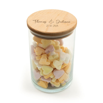 Graviertes Vorratsglas mit Holzdeckel - Namen