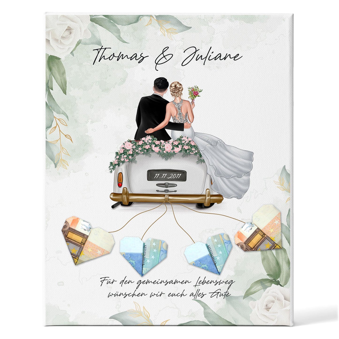 Leinwand mit Konfiguration - Hochzeitsauto