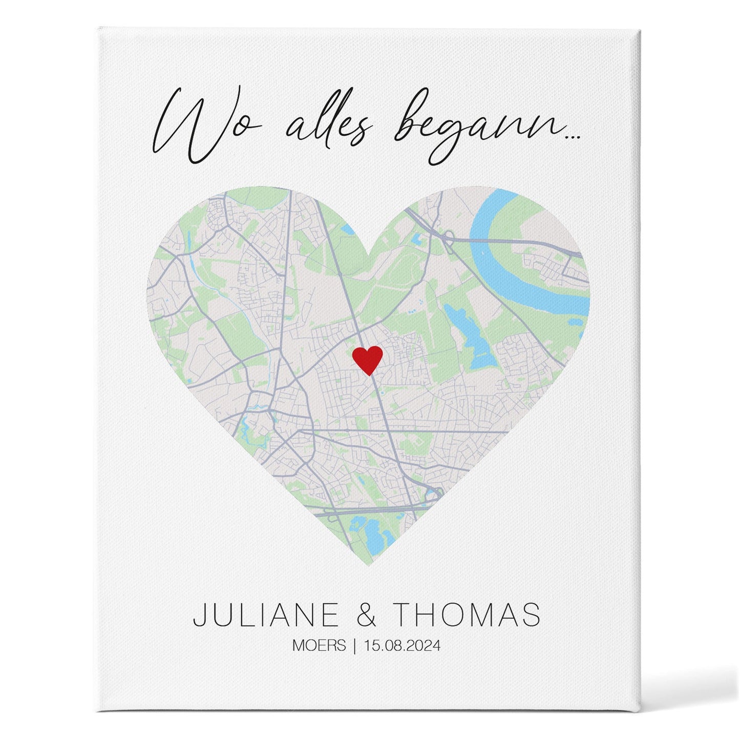 Leinwand mit dem Motiv "Wo alles begann" - Personalisiertes Geschenk mit Wunschort