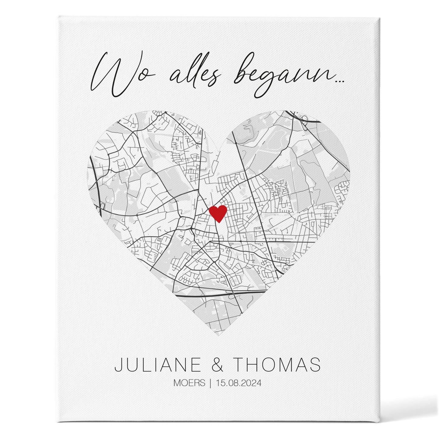 Leinwand mit dem Motiv "Wo alles begann" - Personalisiertes Geschenk mit Wunschort