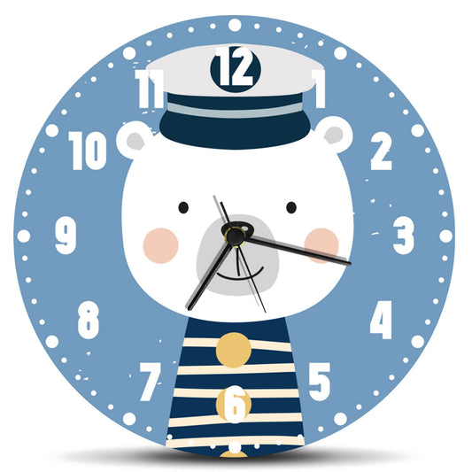 Wanduhr für Kinder im Eisbär Design - mit UV Druck