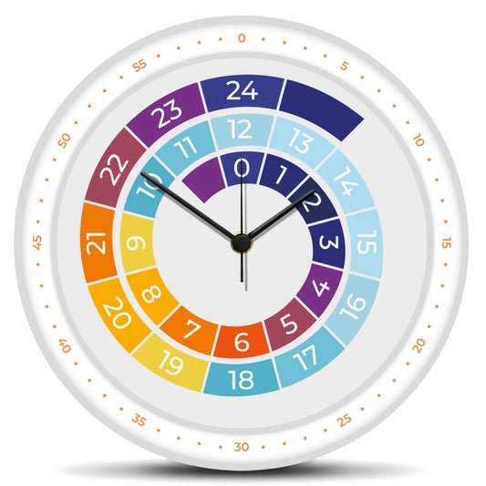 Wanduhr Kinder Regenbogen Farben - mit UV Druck