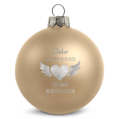 Gravierte Weihnachtskugel - Flügelherz