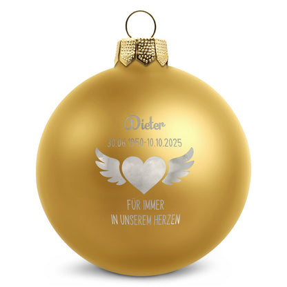 Gravierte Weihnachtskugel - Flügelherz