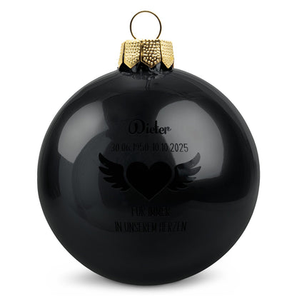Gravierte Weihnachtskugel - Flügelherz