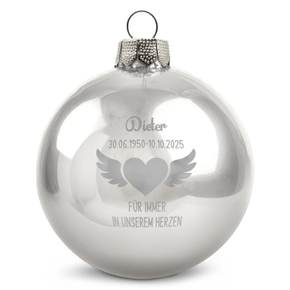 Gravierte Weihnachtskugel - Flügelherz