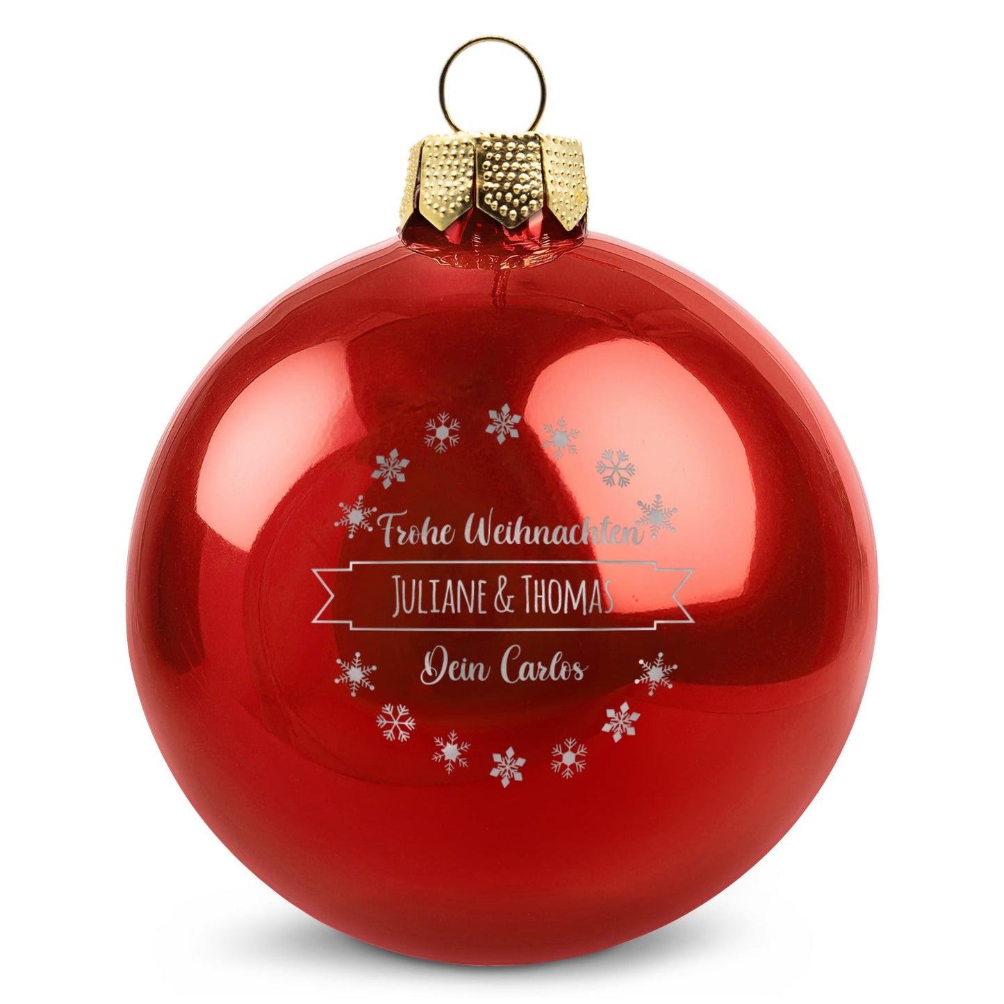 Gravierte Weihnachtskugel mit Wunschtext