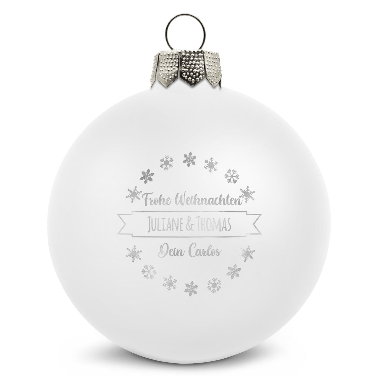 Gravierte Weihnachtskugel mit Wunschtext