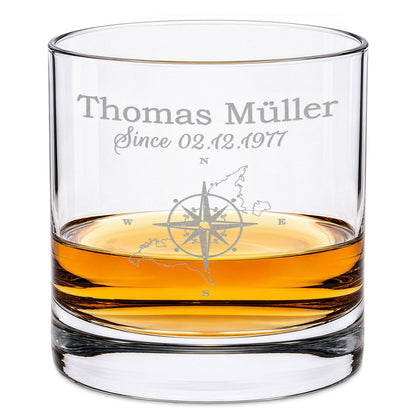 Leonardo Whiskyglas mit Gravur "Kompass"
