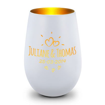 Deko Windlicht aus Glas mit Gravur - Sunshine - Personalisiert mit Namen & Datum