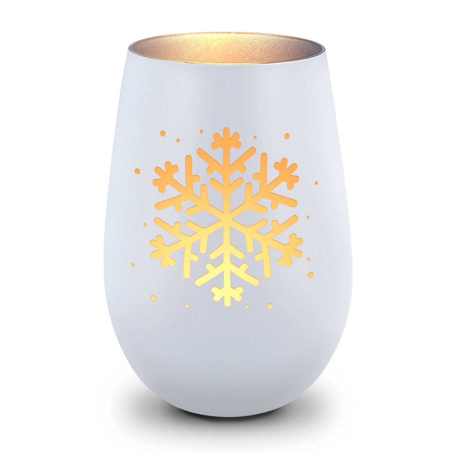 Deko Windlicht aus Glas mit Gravur - Schneeflocke - Weihnachtsdeko zum Verschenken