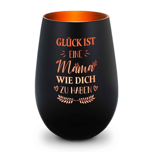 Deko Windlicht aus Glas mit Gravur - Glück ist eine Mama wie Dich zu haben