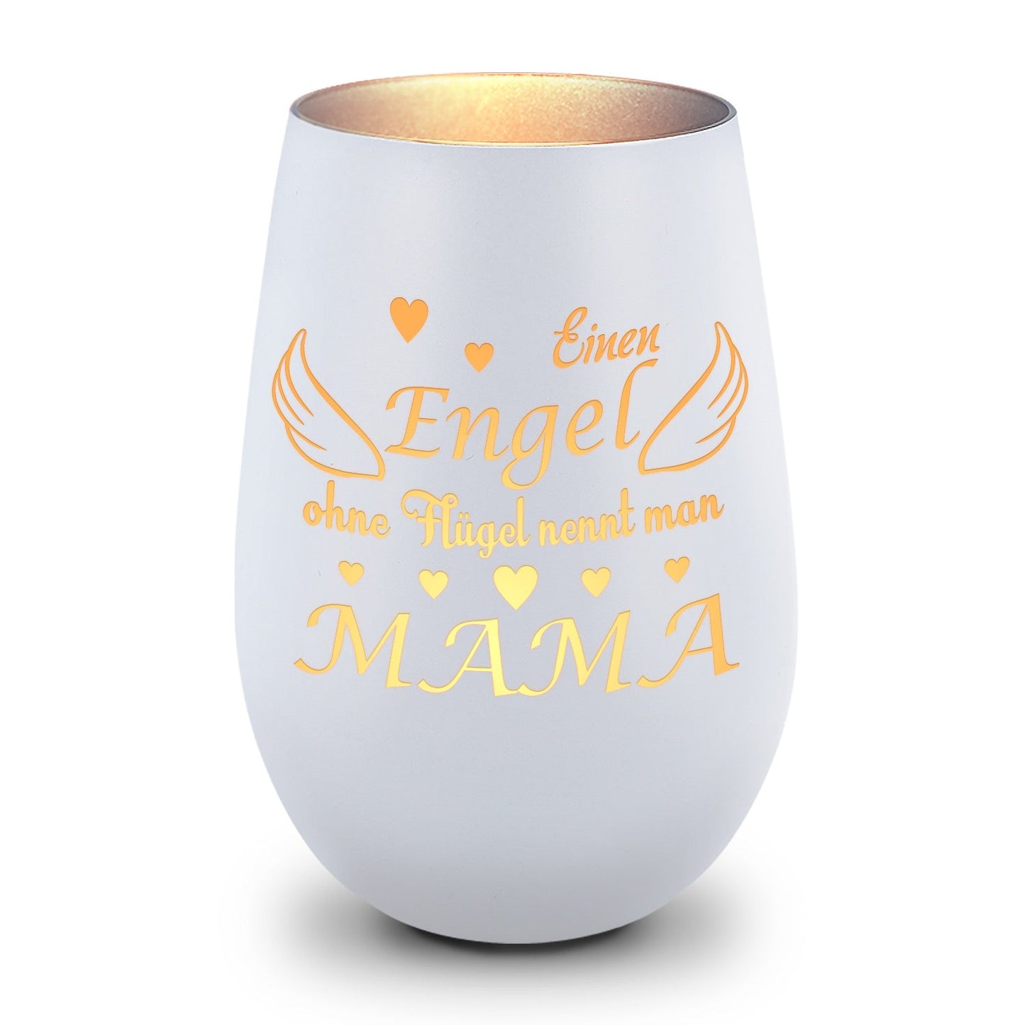 Deko Windlicht aus Glas mit Gravur - Einen Engel ohne Flügel nennt man Mama - Zum Mutterag