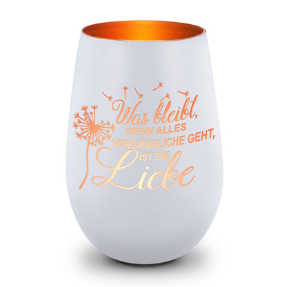 Deko Windlicht aus Glas mit Gravur - was bleibt, wenn Alles Vergängliche geht