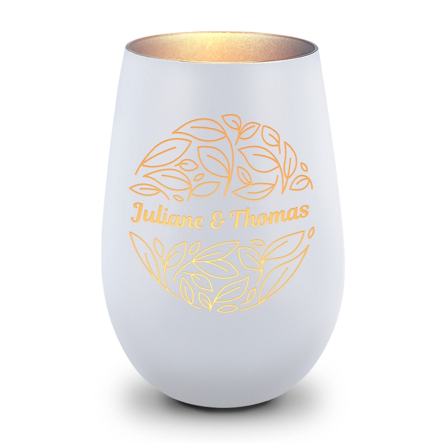 Deko Windlicht aus Glas mit Gravur - Nature Love - Personalisiert mit Name