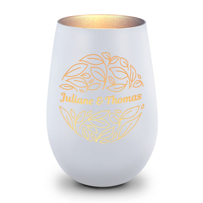 Deko Windlicht aus Glas mit Gravur - Nature Love - Personalisiert mit Name