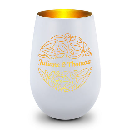 Deko Windlicht aus Glas mit Gravur - Nature Love - Personalisiert mit Name