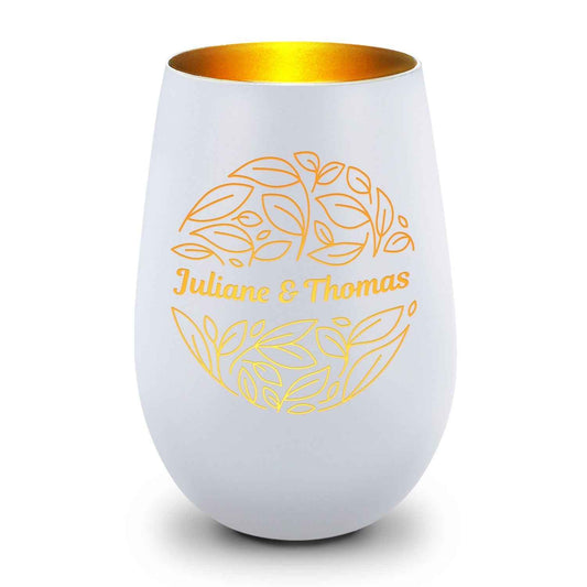 Deko Windlicht aus Glas mit Gravur - Nature Love - Personalisiert mit Name