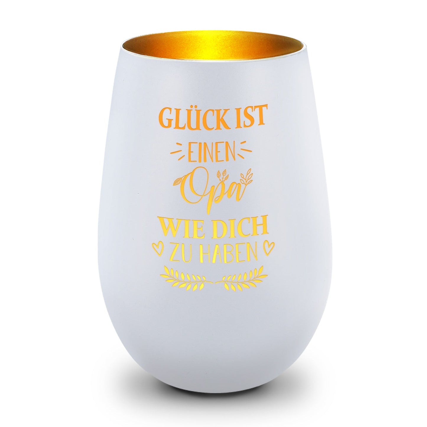 Deko Windlicht aus Glas mit Gravur - Glück ist einen Opa wie Dich zu haben - Persönliches Geschenk
