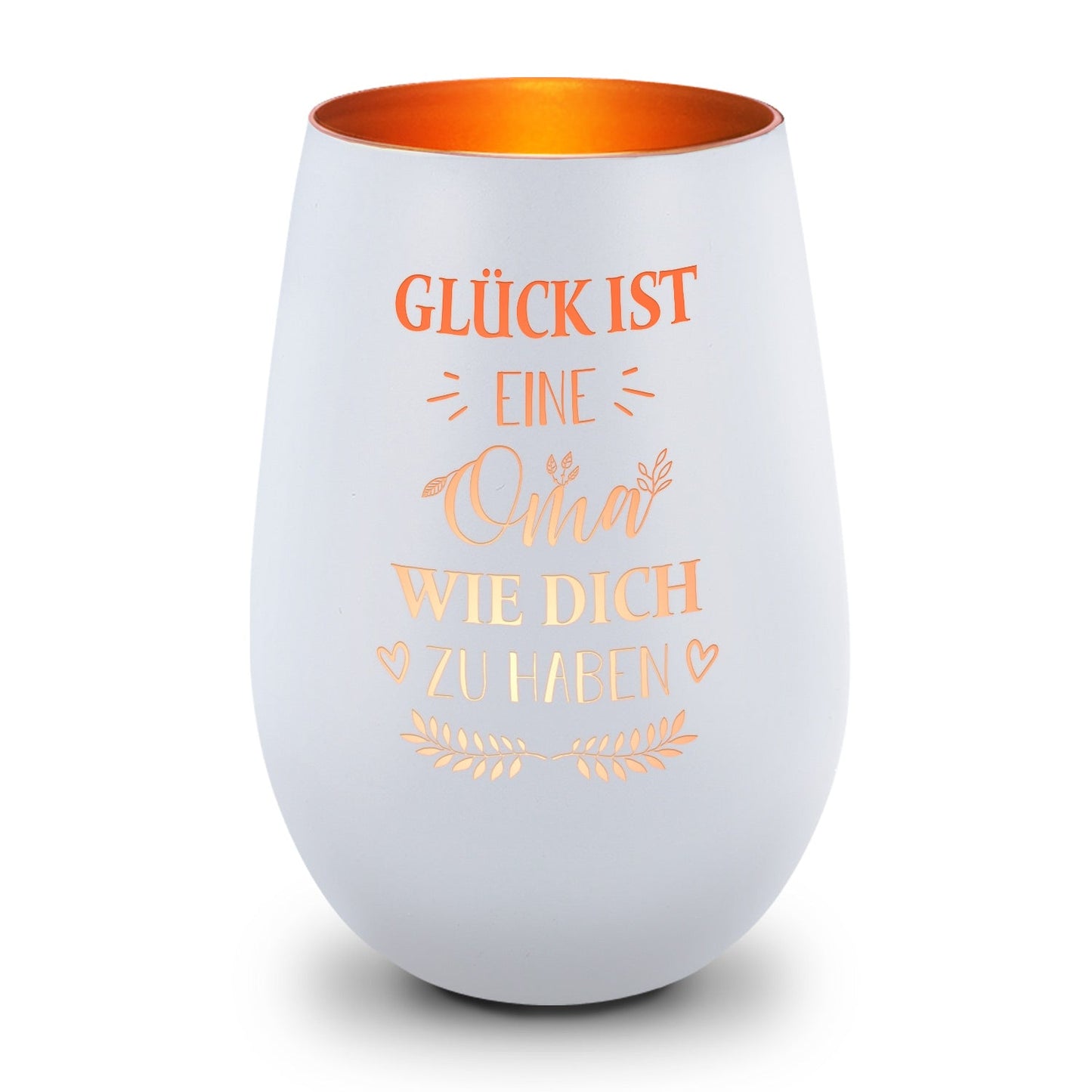 Deko Windlicht aus Glas mit Gravur - Glück ist eine Oma wie Dich zu haben - Ideal für Teelicht