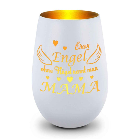Deko Windlicht aus Glas mit Gravur - Einen Engel ohne Flügel nennt man Mama - Zum Mutterag