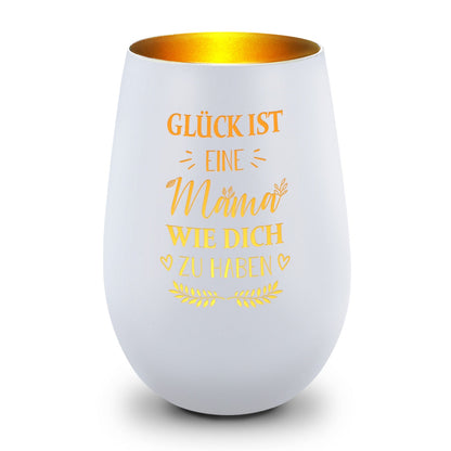 Deko Windlicht aus Glas mit Gravur - Glück ist eine Mama wie Dich zu haben