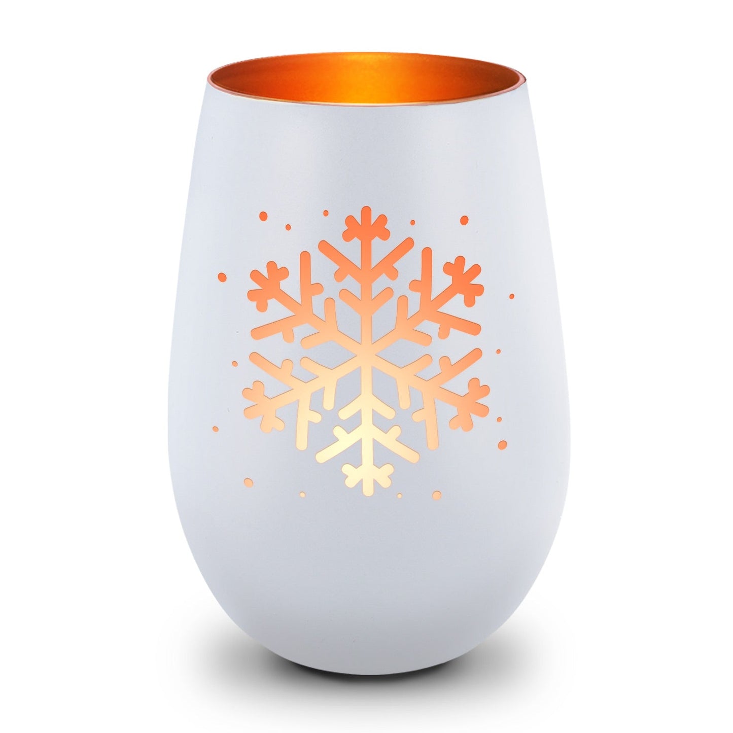 Deko Windlicht aus Glas mit Gravur - Schneeflocke - Weihnachtsdeko zum Verschenken