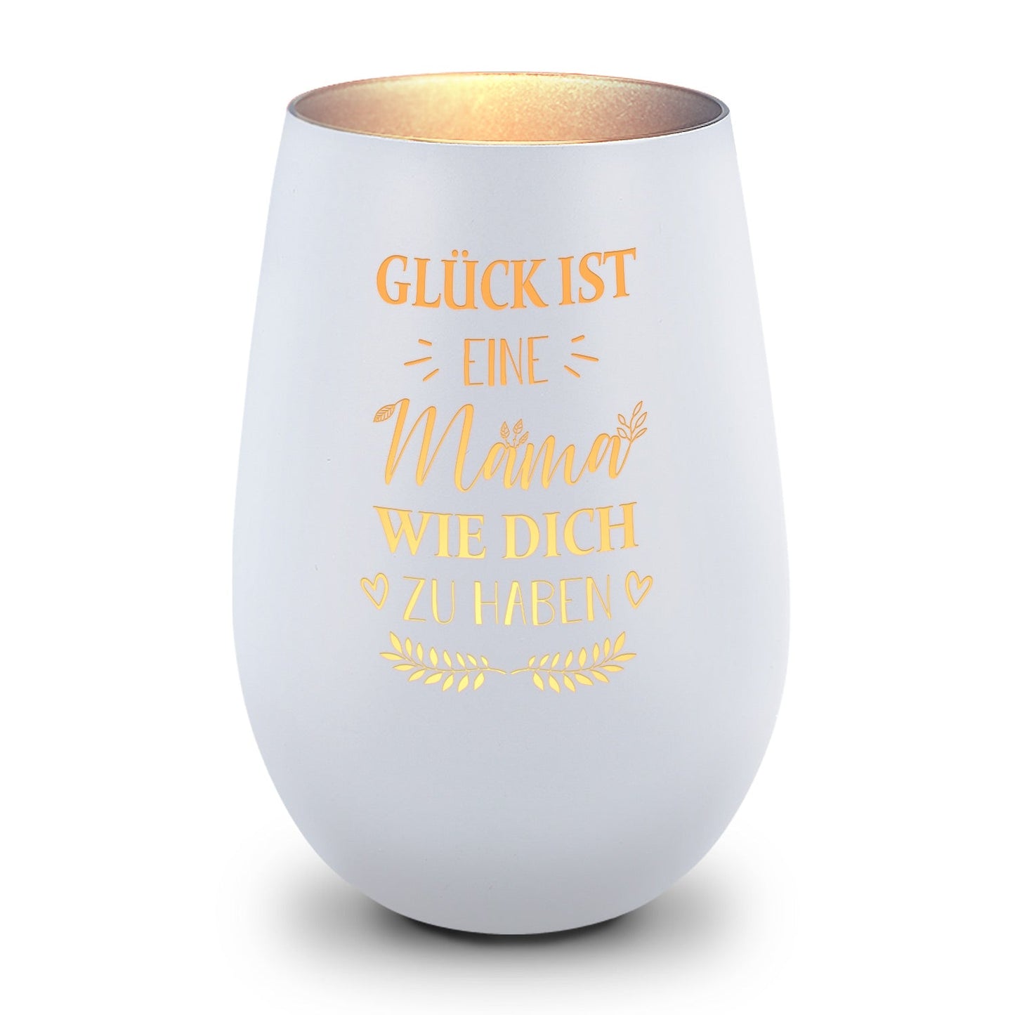 Deko Windlicht aus Glas mit Gravur - Glück ist eine Mama wie Dich zu haben