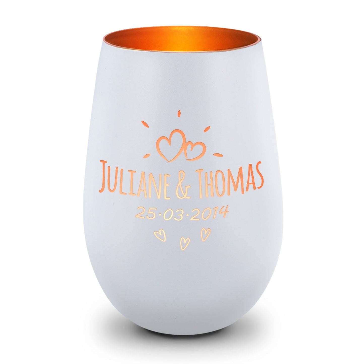Deko Windlicht aus Glas mit Gravur - Sunshine - Personalisiert mit Namen & Datum