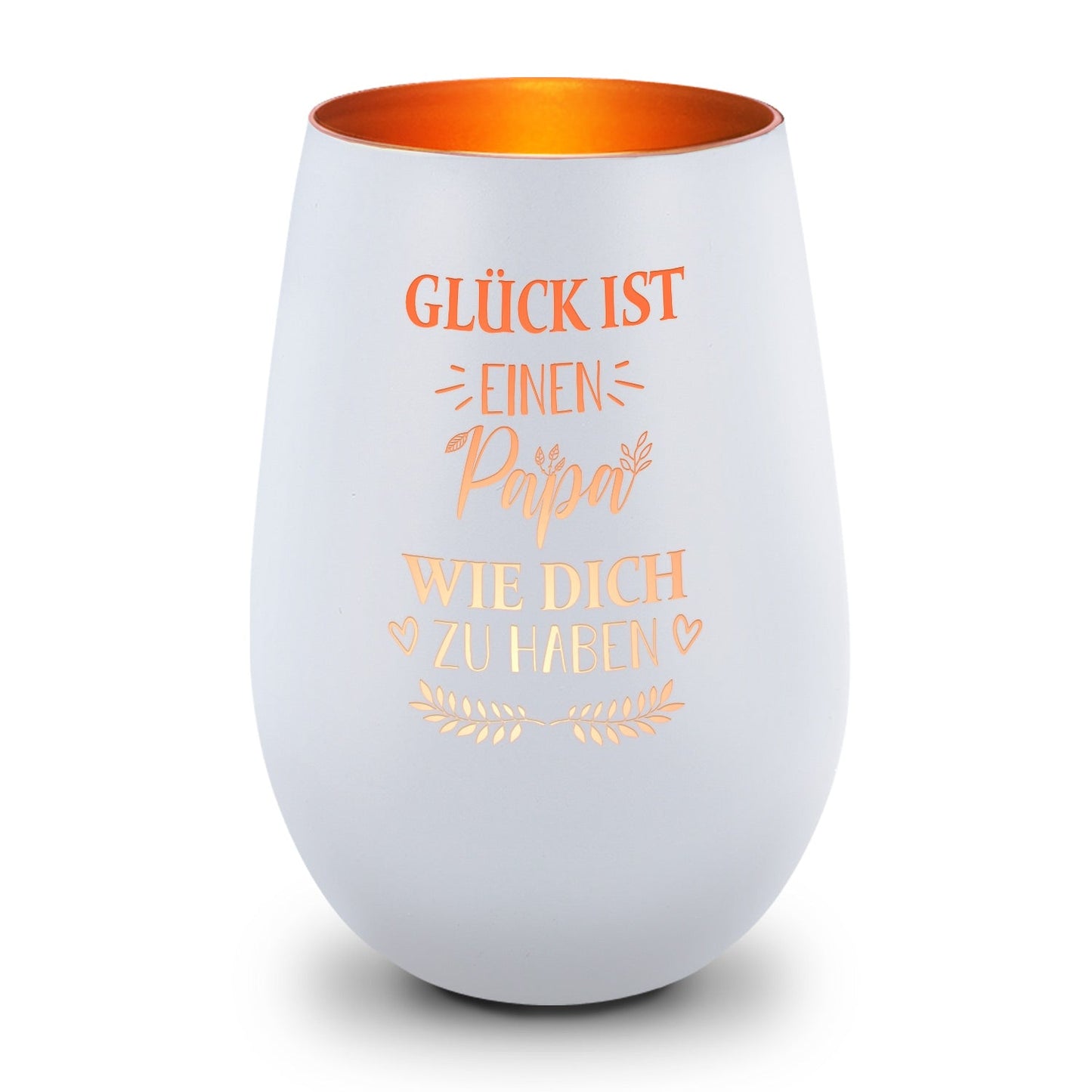 Deko Windlicht aus Glas mit Gravur - Glück ist einen Papa wie Dich zu haben