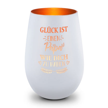 Deko Windlicht aus Glas mit Gravur - Glück ist einen Papa wie Dich zu haben
