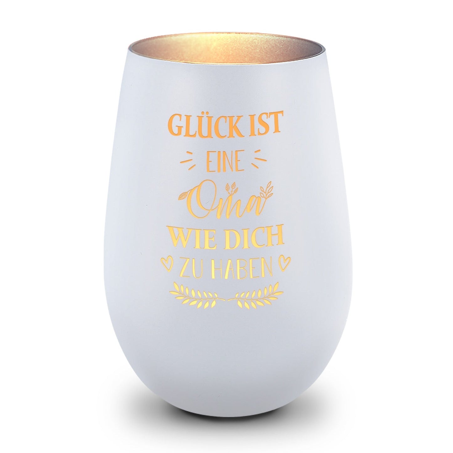 Deko Windlicht aus Glas mit Gravur - Glück ist eine Oma wie Dich zu haben - Ideal für Teelicht