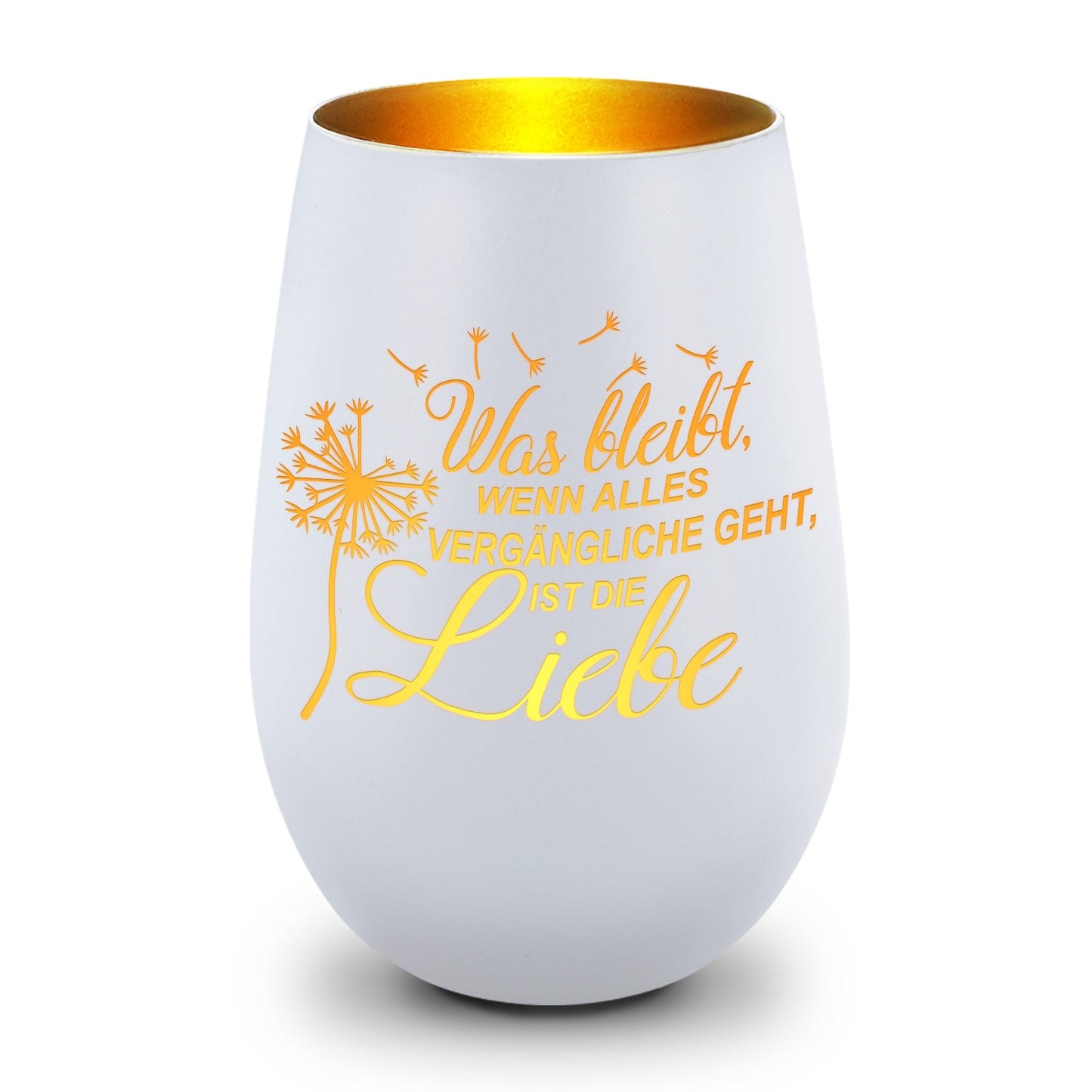 Deko Windlicht aus Glas mit Gravur - was bleibt, wenn Alles Vergängliche geht
