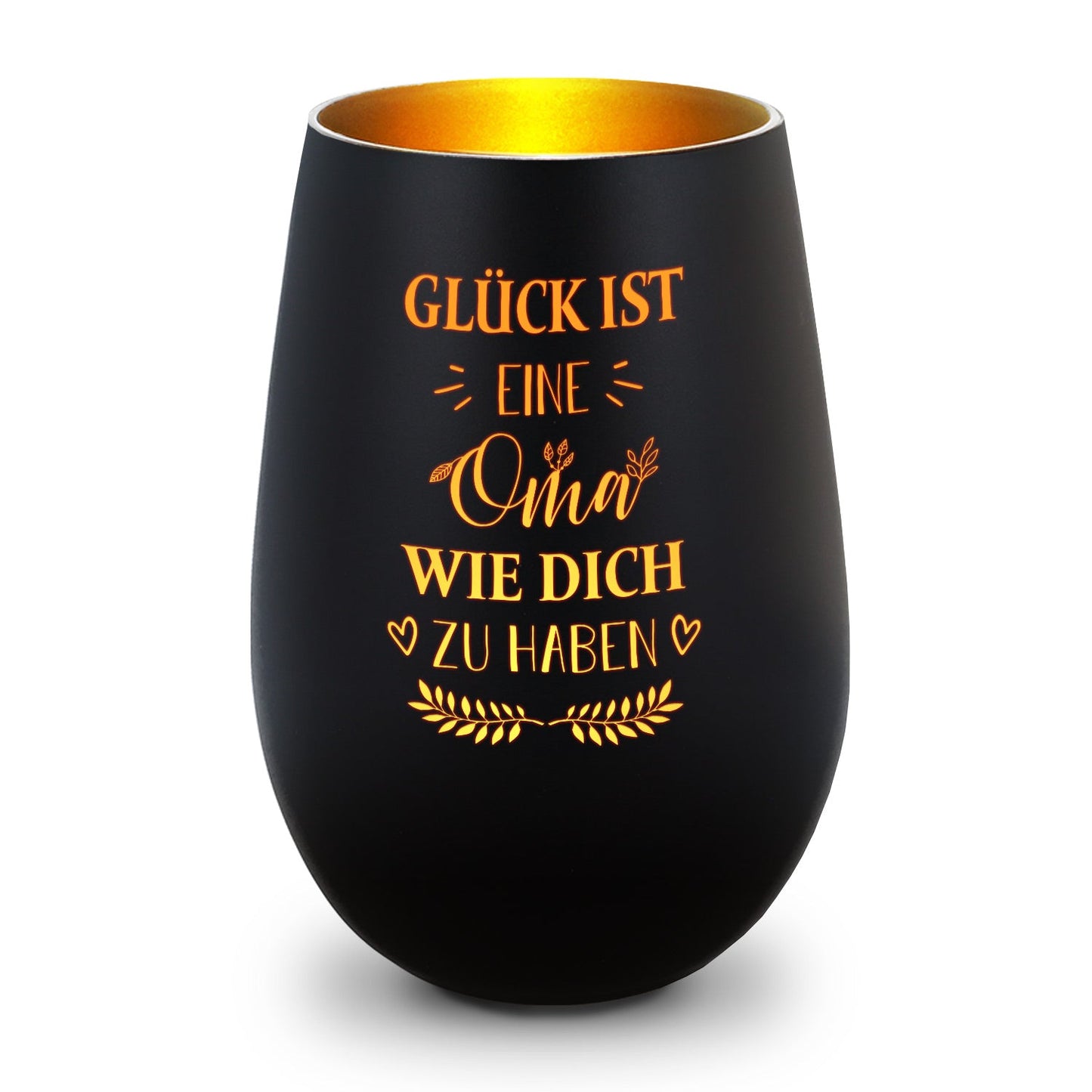 Deko Windlicht aus Glas mit Gravur - Glück ist eine Oma wie Dich zu haben - Ideal für Teelicht
