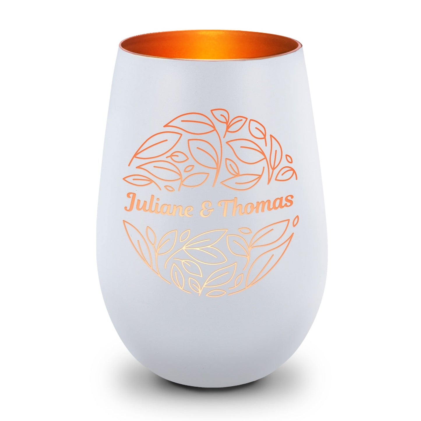 Deko Windlicht aus Glas mit Gravur - Nature Love - Personalisiert mit Name