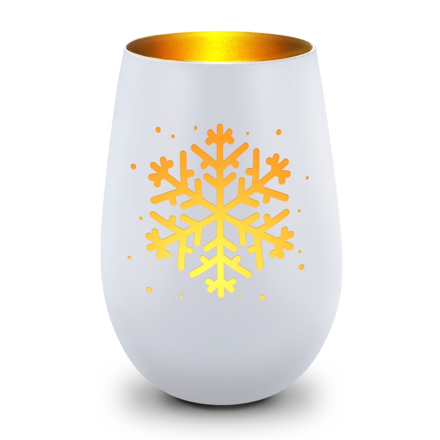 Deko Windlicht aus Glas mit Gravur - Schneeflocke - Weihnachtsdeko zum Verschenken