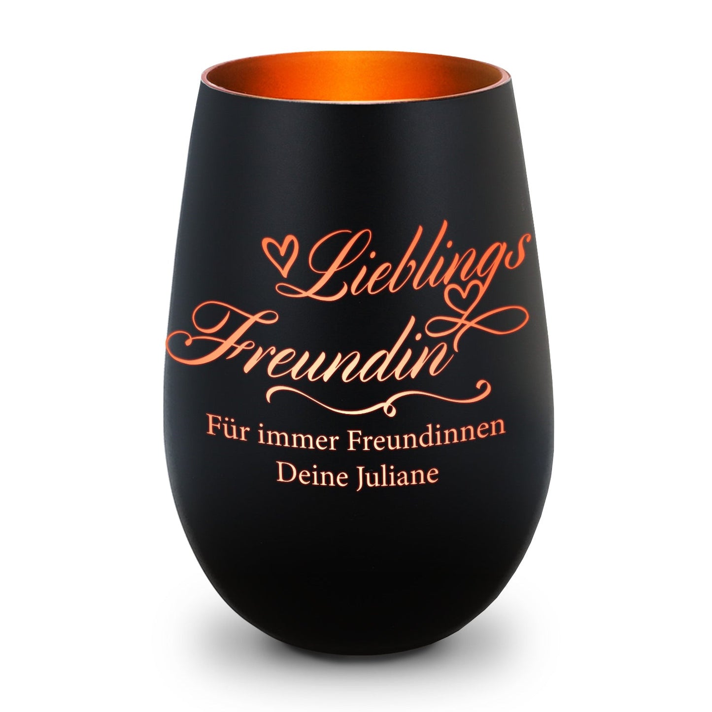 Deko Windlicht aus Glas mit Gravur - Lieblings Freundin v2 - Personalisiert mit Namen