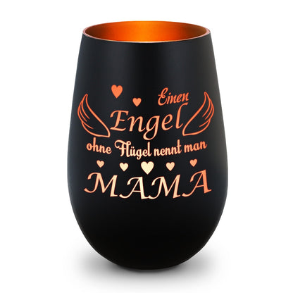Deko Windlicht aus Glas mit Gravur - Einen Engel ohne Flügel nennt man Mama - Zum Mutterag