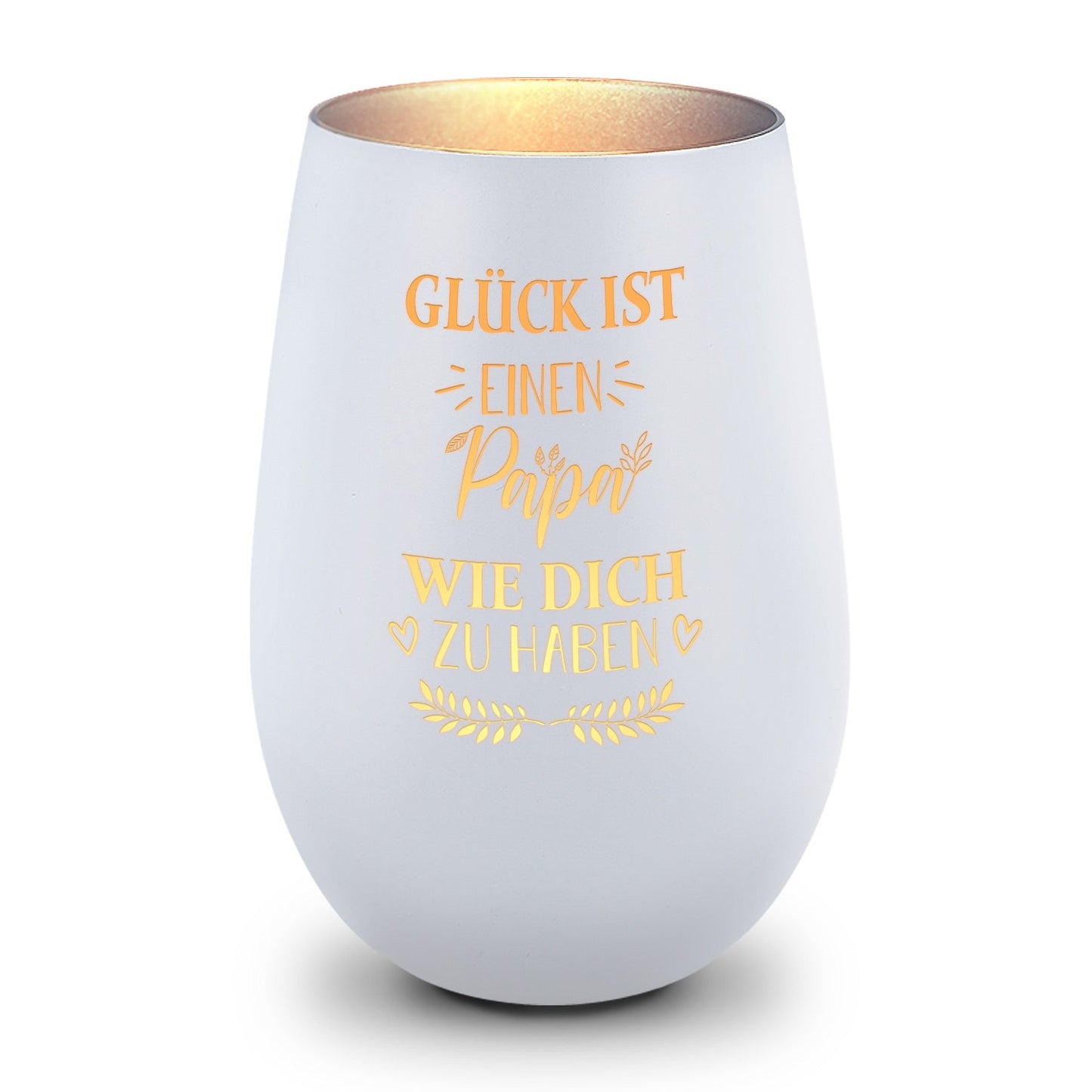 Deko Windlicht aus Glas mit Gravur - Glück ist einen Papa wie Dich zu haben