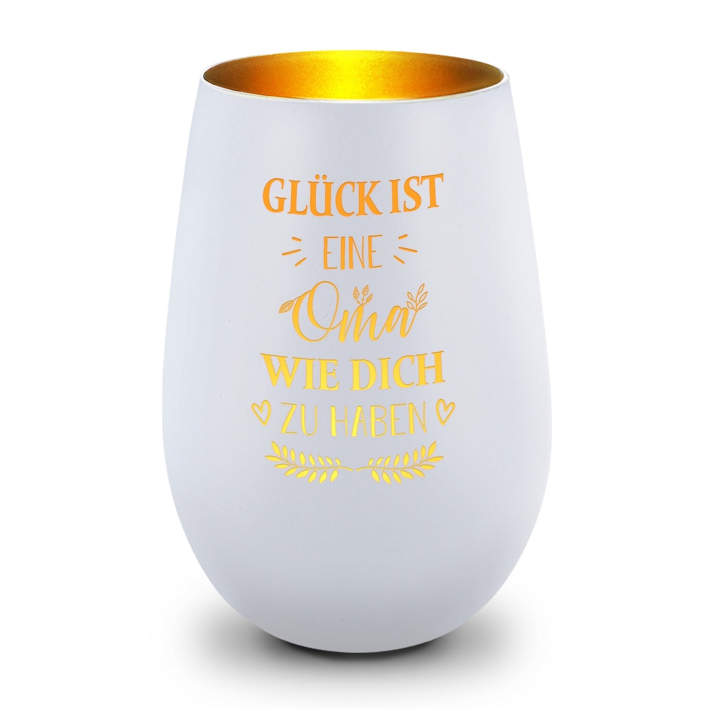 Deko Windlicht aus Glas mit Gravur - Glück ist eine Oma wie Dich zu haben - Ideal für Teelicht