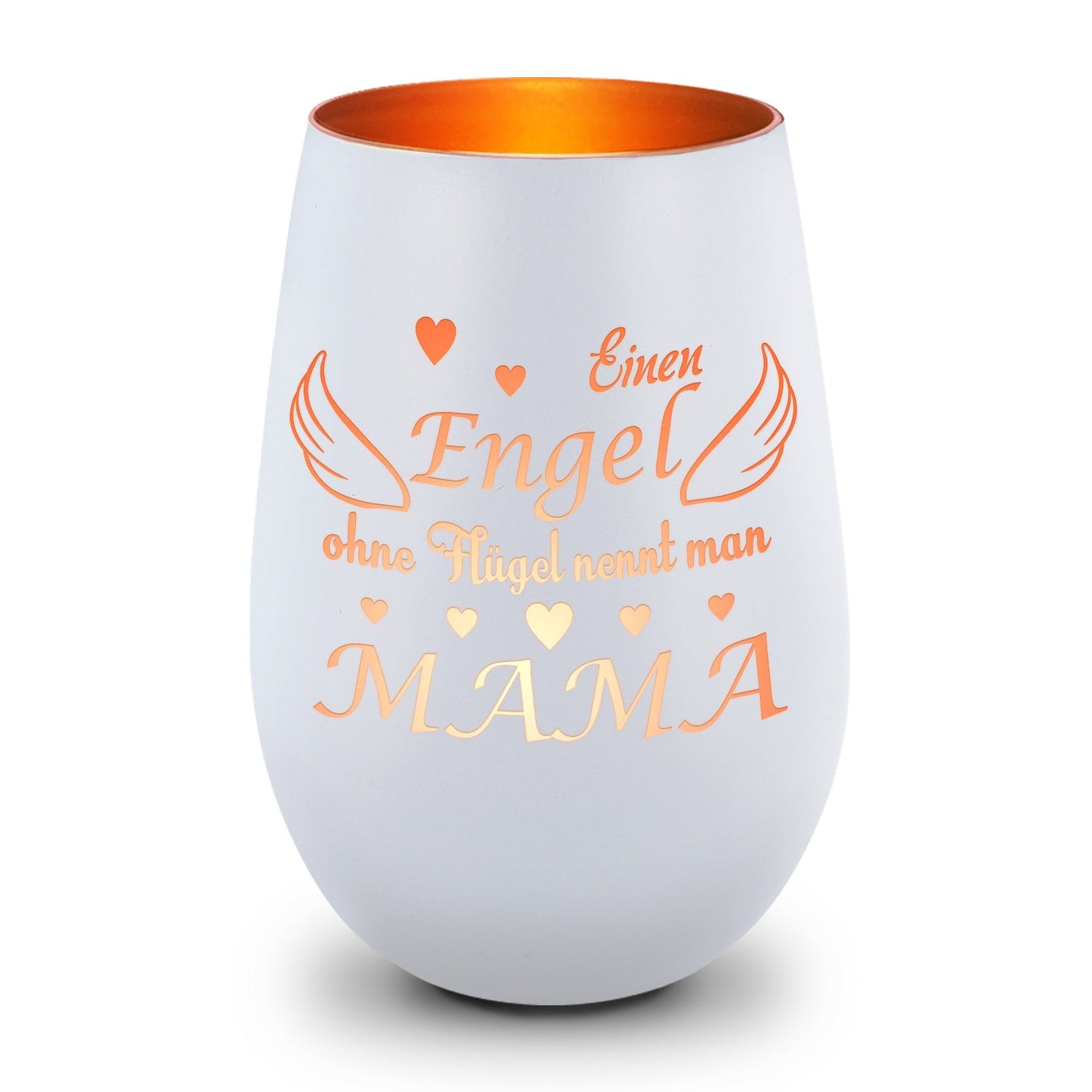 Deko Windlicht aus Glas mit Gravur - Einen Engel ohne Flügel nennt man Mama - Zum Mutterag