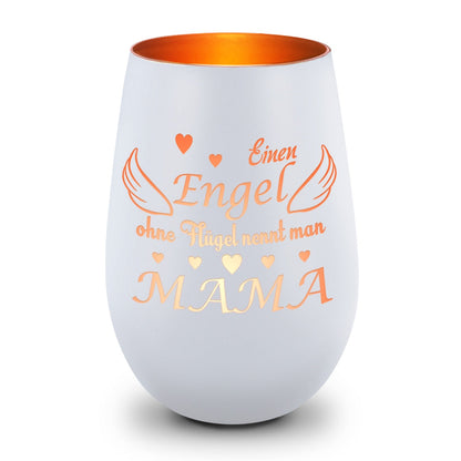 Deko Windlicht aus Glas mit Gravur - Einen Engel ohne Flügel nennt man Mama - Zum Mutterag