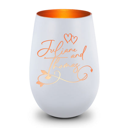 Deko Windlicht aus Glas mit Gravur - Floral Design - Personalisiert mit Namen - Geschenke für Frauen
