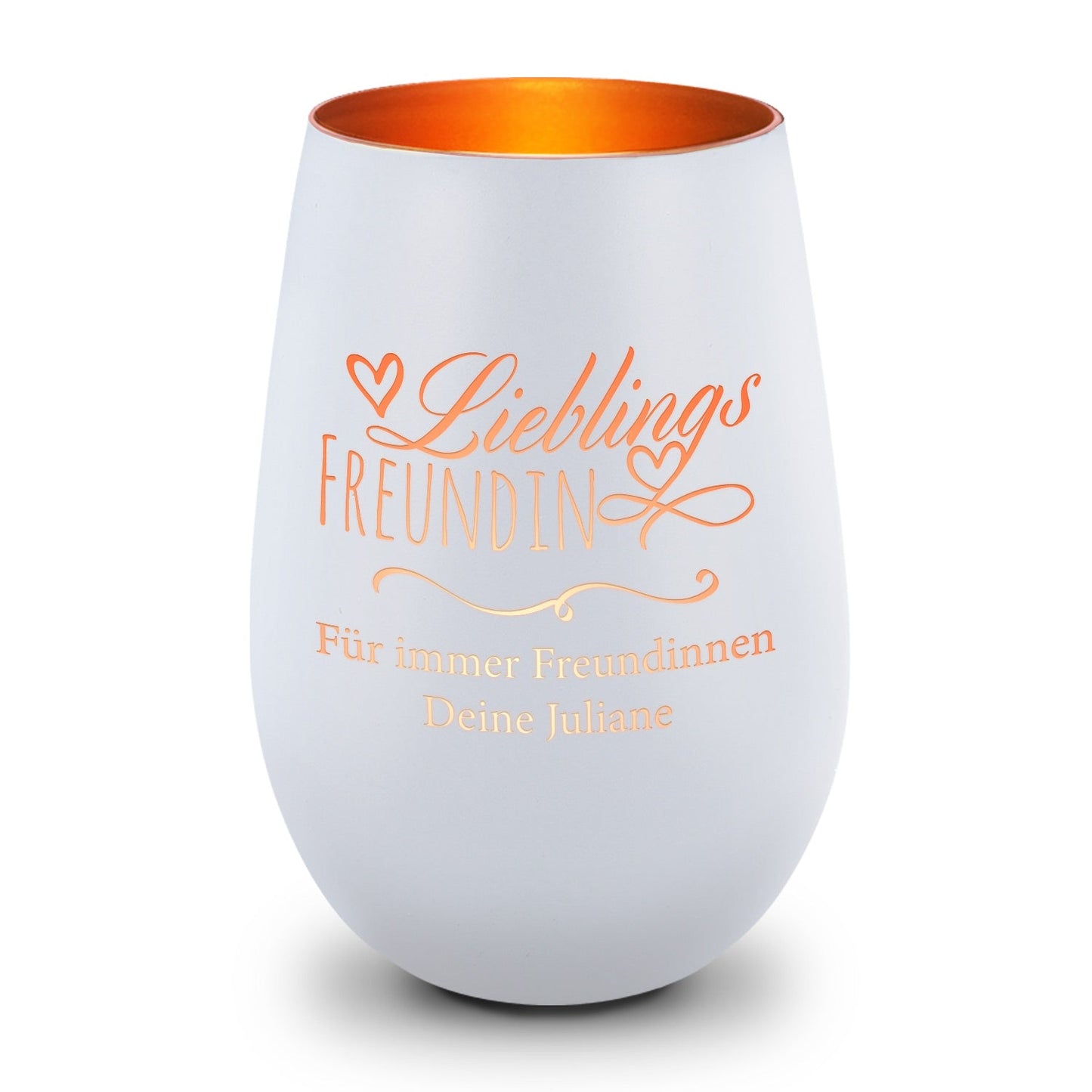 Deko Windlicht aus Glas mit Gravur - Lieblings Freundin - Personalisiert mit Namen