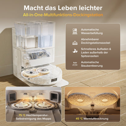 Roborock Qrevo S Pro Saug- und Wischroboter – Saugkraft von 18.500 Pa und Multifunktions-Dockingstation