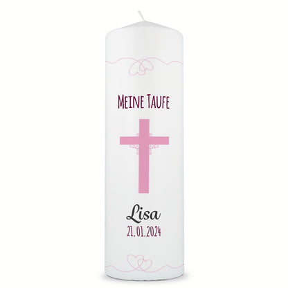 Große Kerze "Kreuz" - Taufkerze mit Namen, Datum & Taufspruch