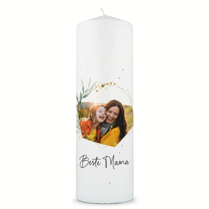 Bedruckte große Kerze mit Foto - Beste Mama V2