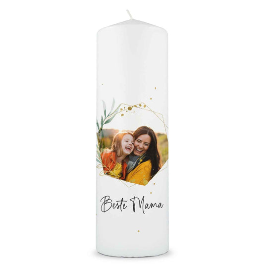 Bedruckte große Kerze mit Foto - Beste Mama V2